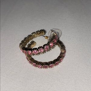 Betsey Johnson pink stone post hoops